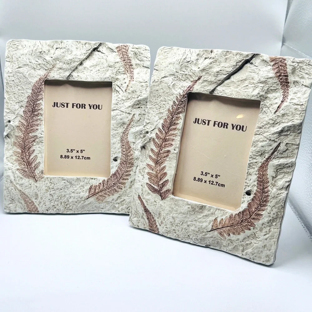 Rustic Floral Fern Fossil Picture Frames (2) Nature Cabin Botanical Cottagecore